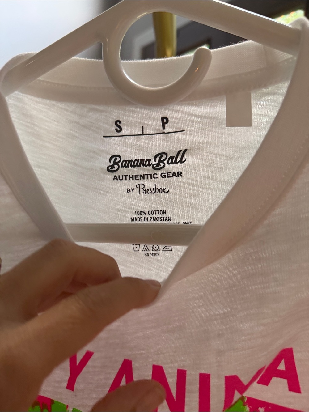 Pressbox White 'Party Animals Banana Ball' Tee with Pink & Green Graphic - Picture 2 of 5